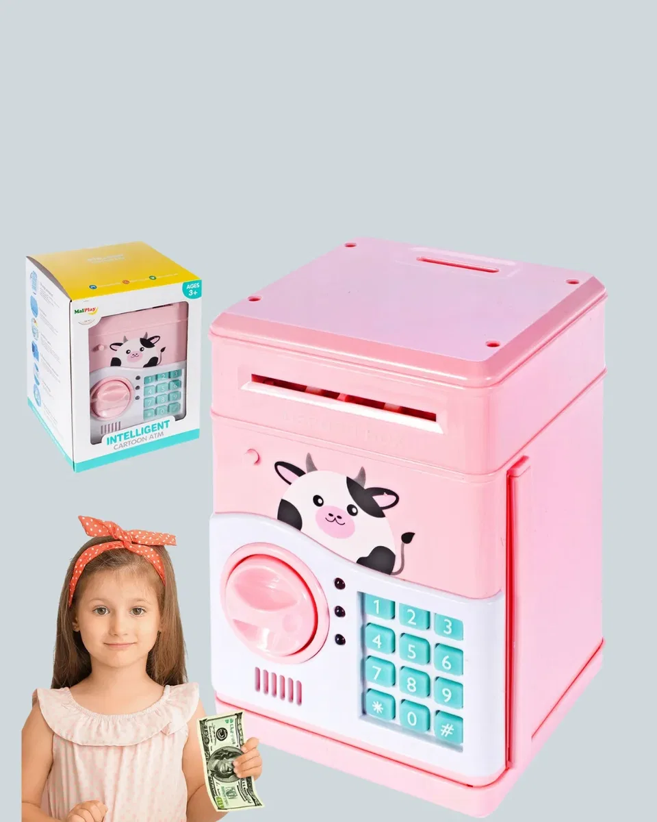 Pembe Elektronik Şifreli Otomatik Para Çeken ATM Kumbarası görsel 4
