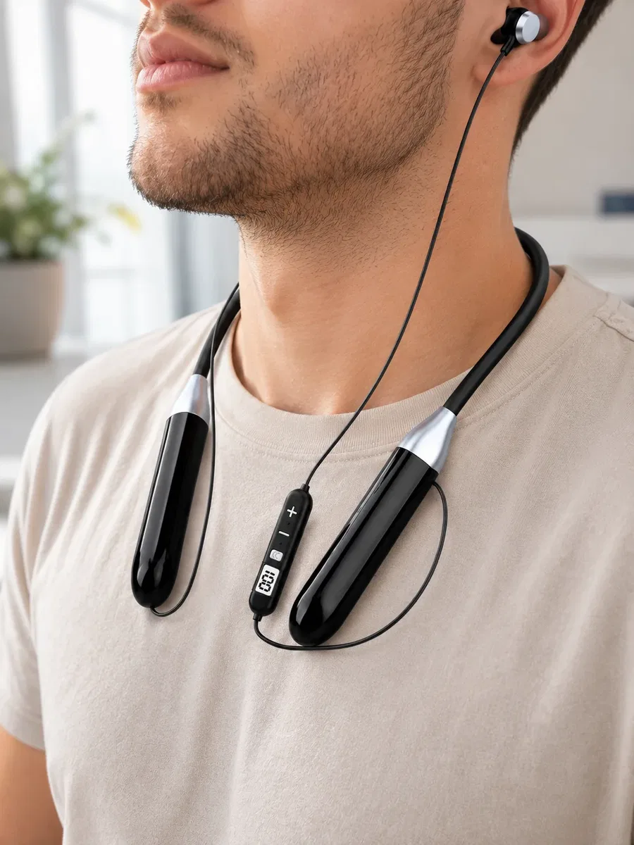 Boyun Tipi Bluetooth Kulaklık Kablosuz Mikrofonlu Uzun Kullanım Süreli Müzik ve Telefon Görüşme Kulaklığı görsel 3