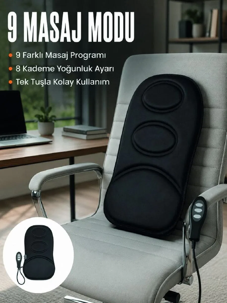 Motorlu Isıtmalı Masaj Minderi Masaj Modlu Ev, Ofis Ve Araç Koltuk Pedi