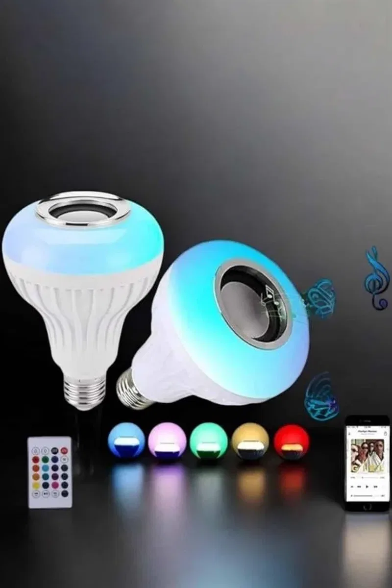 Kablosuz Bluetooth Hoparlör Led Lamba görsel 4