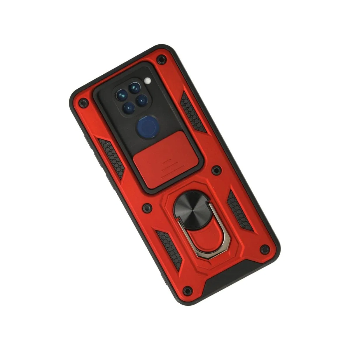 Xiaomi Redmi Note 9 Kılıf Pars Lens Yüzüklü Silikon - Kırmızı görsel 2