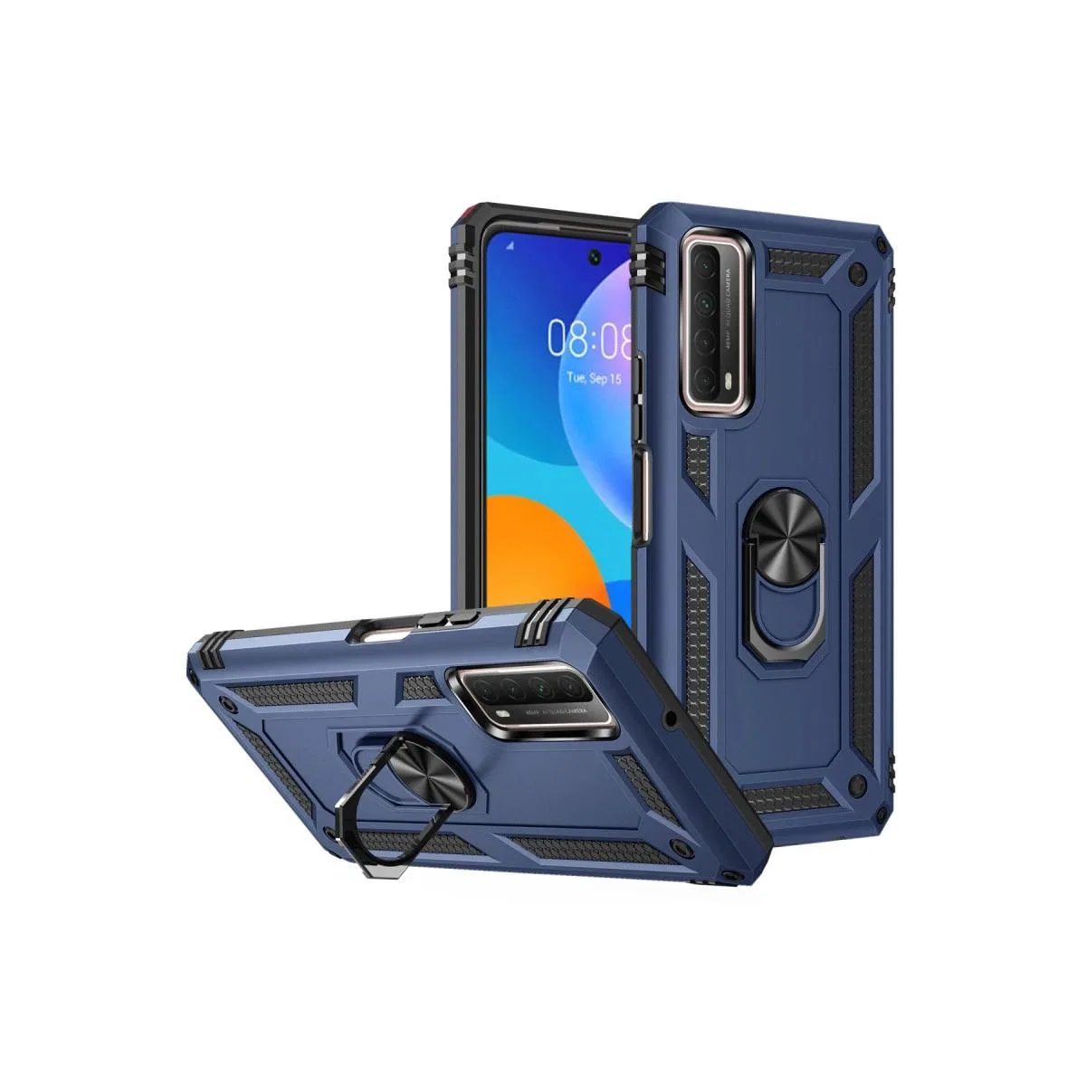 Huawei P Smart 2021 Kılıf Sofya Yüzüklü Silikon Kapak - Lacivert görsel 2