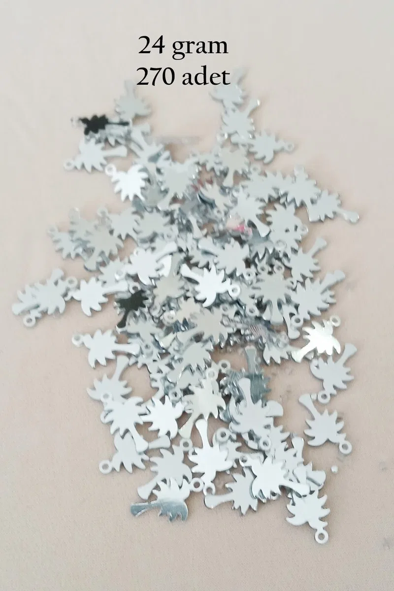Oya Abiye Bileklik Kolye Pleksi Metalik Plastik Pul Gümüş Renk 24 gram 270 adet - BNC566