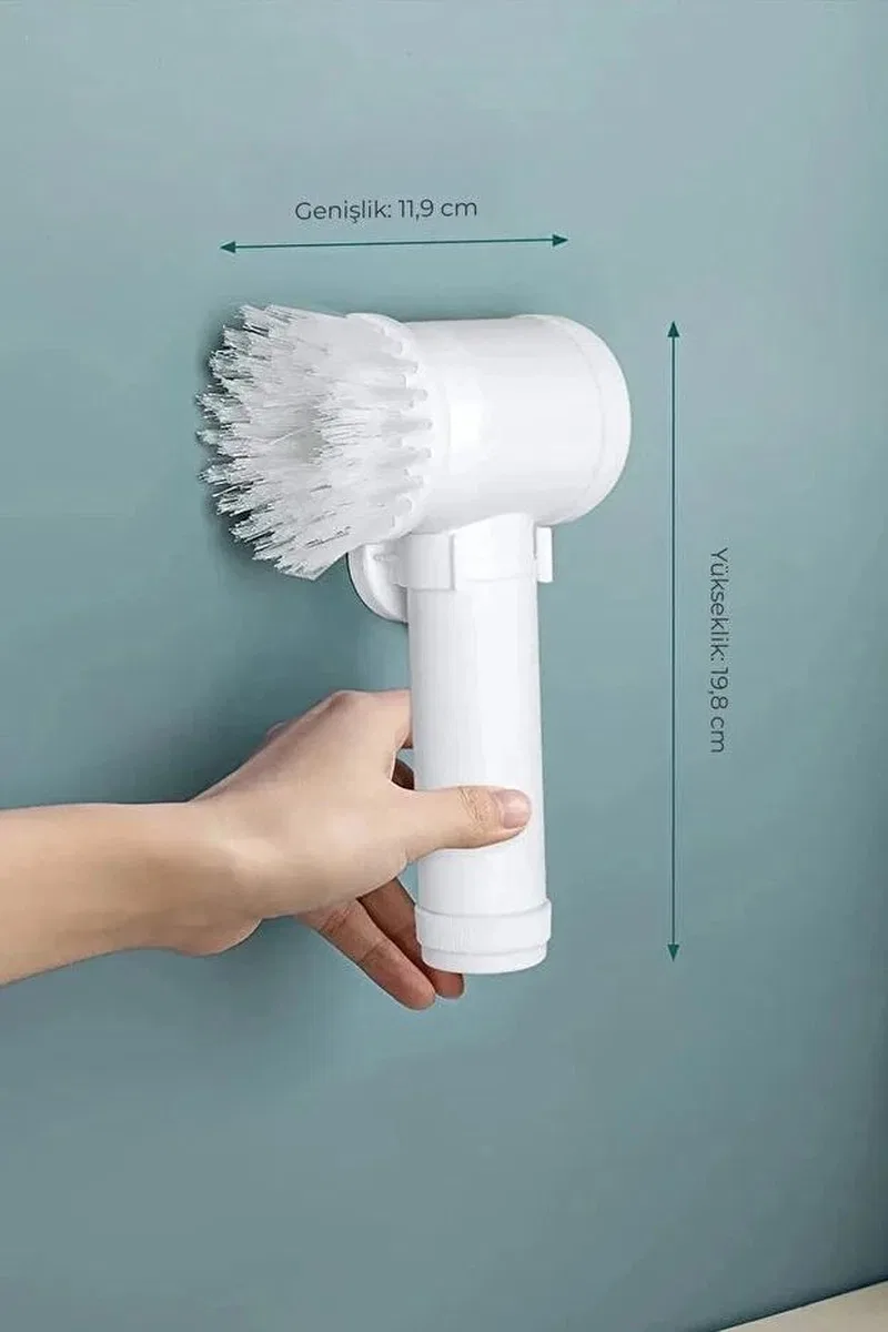 Şarjlı Elektrikli Temizlik Fırçası Mutfak Banyo Lavabo Ve Küvet İçin Çok Amaçlı Döner Fırça görsel 6
