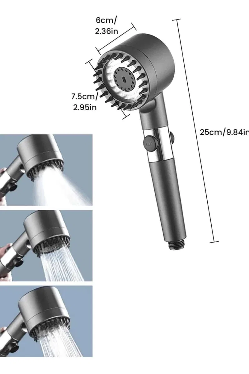 Yeni Nesil Duş Başlığı Paslanmaz Çelik Masaj Etkili Ergonomik Tasarım Su Basınçlı görsel 5