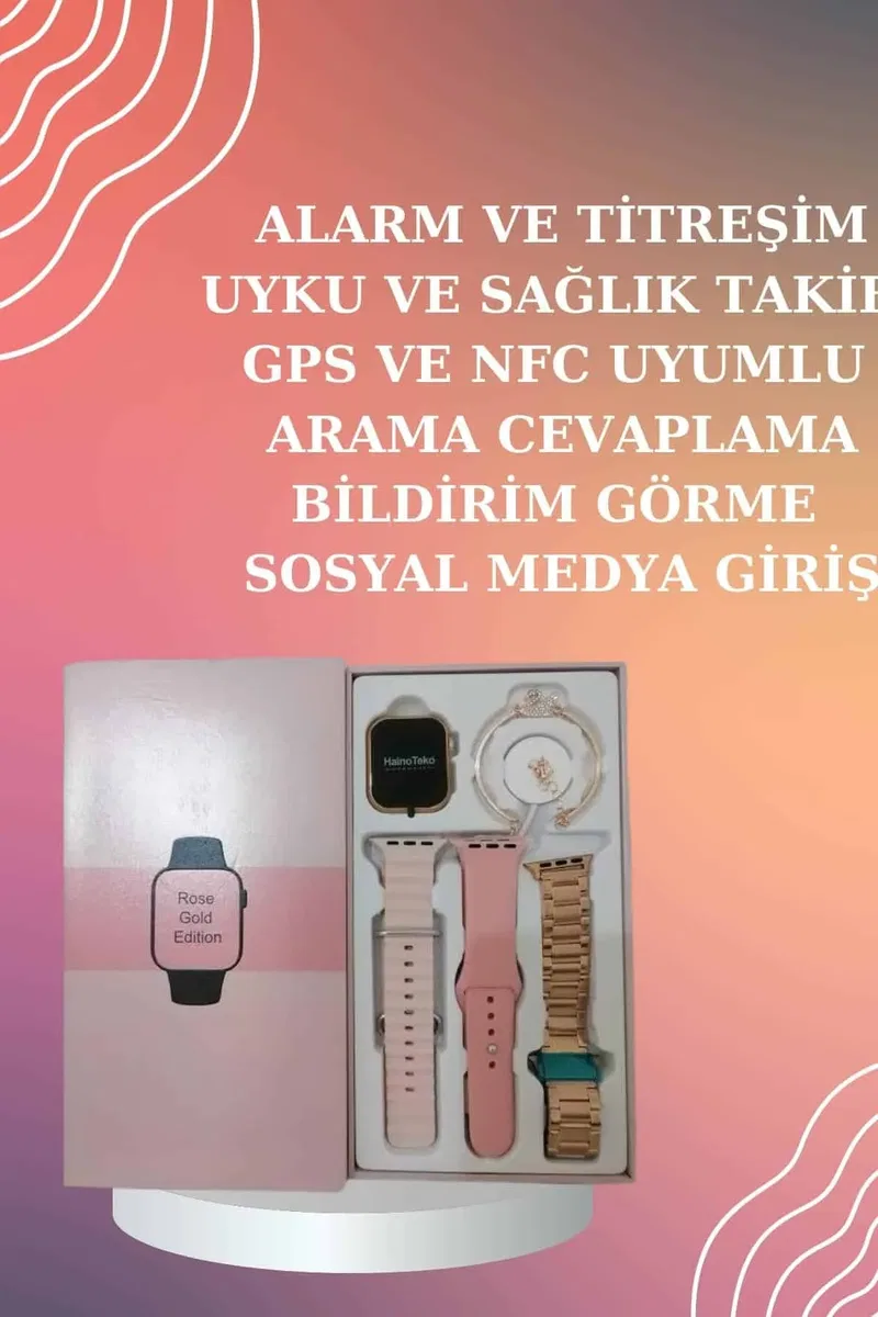 Yeni Nesil Pembe Dokunmatik Ekran Akıllı Saat ve Oyuncu Kulaklığı Kablosuz Bluetooth Kulaklık görsel 4