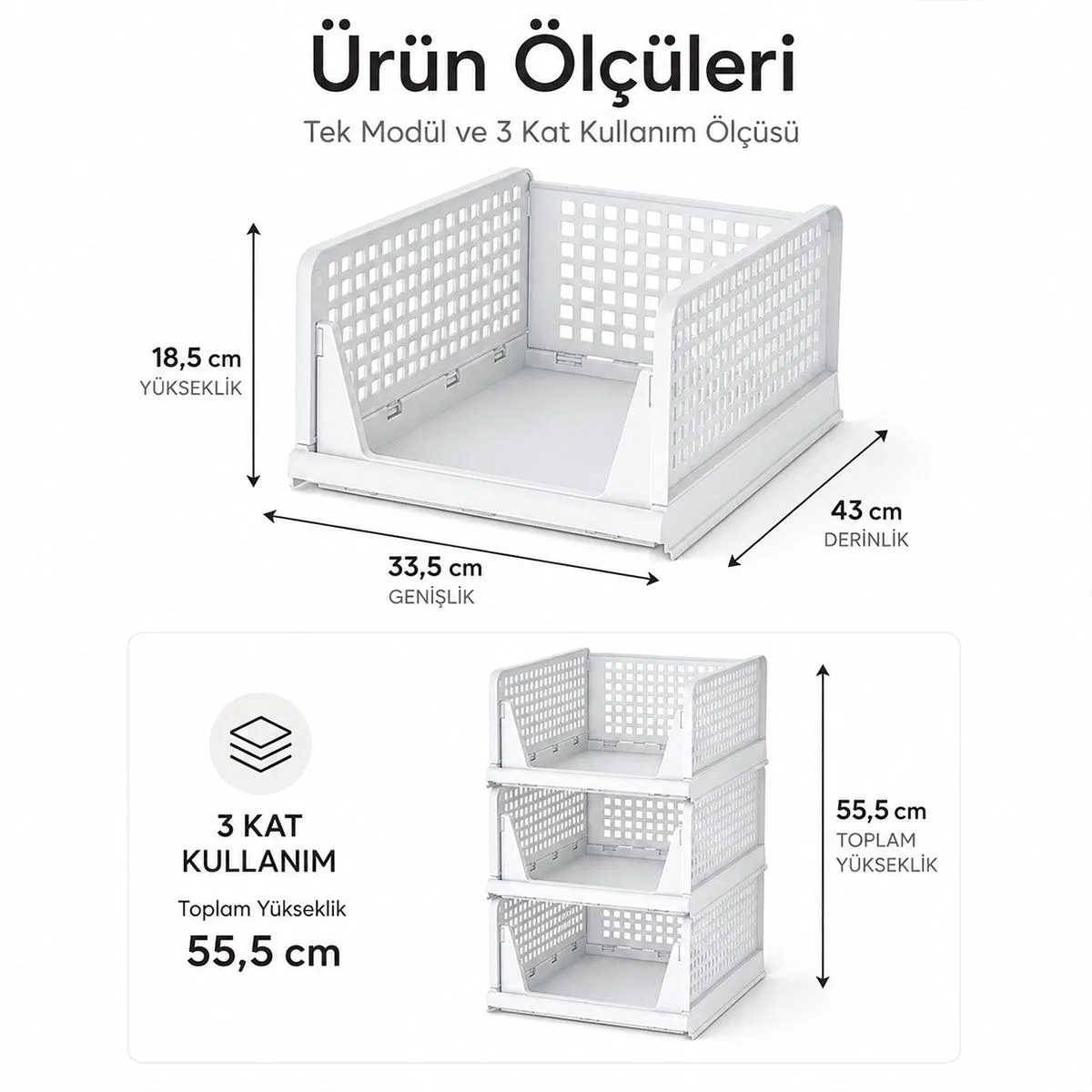 3 Katlı Portatif Kayar Raf Organizer - Çok Amaçlı görsel 2